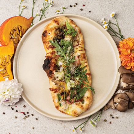 Піцетта з гливами, беконом та гарбузом