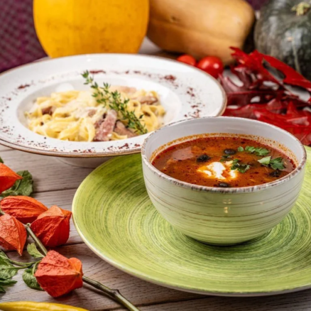 Солянка + Паста Карбонара