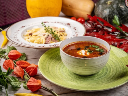 Солянка + Паста Карбонара