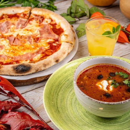 Солянка + Піца з шинкою